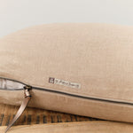 Maison De Vacances Home Pillows 16" X 24" Crumpled Washed Linen Vice Versa Cushion in Taupe Taupe/Ciment / 16" X 24"