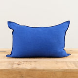 Maison De Vacances Home Pillows 16" X 24" Crumpled Washed Linen Vice Versa Cushion in Cobalt Cobalt/Indigo / 16" X 24"
