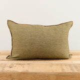 Maison De Vacances Home Pillows 16" X 24" Crumpled Washed Linen Vice Versa Cushion in Kaki Kaki/Givre / 16" X 24"