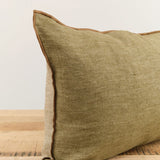 Maison De Vacances Home Pillows 16" X 24" Crumpled Washed Linen Vice Versa Cushion in Kaki Kaki/Givre / 16" X 24"
