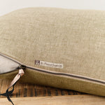 Maison De Vacances Home Pillows 16" X 24" Crumpled Washed Linen Vice Versa Cushion in Kaki Kaki/Givre / 16" X 24"