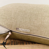 Maison De Vacances Home Pillows 16" X 24" Crumpled Washed Linen Vice Versa Cushion in Kaki Kaki/Givre / 16" X 24"