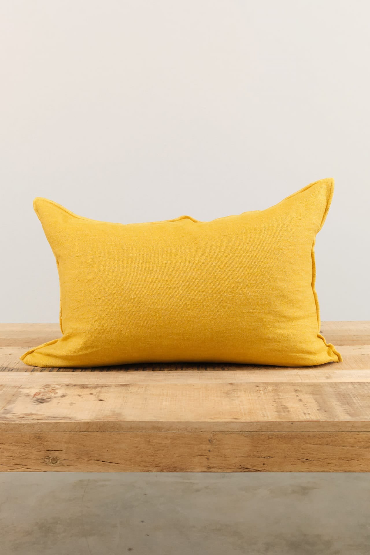 Maison De Vacances Home Pillows 16" X 24" Crumpled Washed Linen Vice Versa Cushion in Ocre Ocre/Givre / 16" X 24"