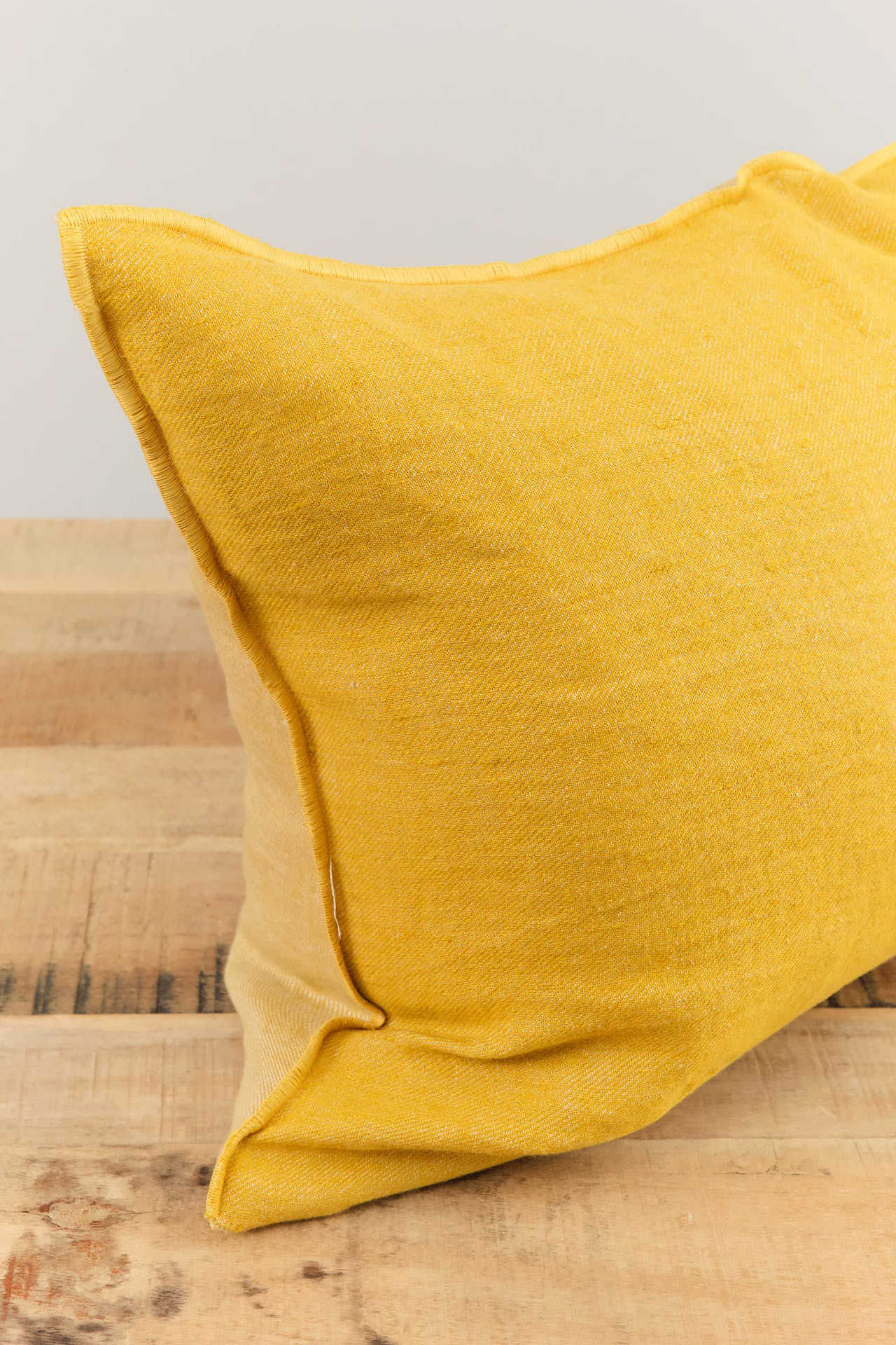 Maison De Vacances Home Pillows 16" X 24" Crumpled Washed Linen Vice Versa Cushion in Ocre Ocre/Givre / 16" X 24"