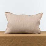 Front view of 16" X 24" Washed Linen Vice Versa Cushion in Taupe