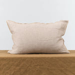 Full view of 16" X 24" Washed Linen Vice Versa Cushion in Taupe