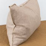 Side view of 16" X 24" Washed Linen Vice Versa Cushion in Taupe