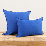 Maison De Vacances Home Pillows 26" X 26" Crumpled Washed Linen Vice Versa Cushion in Cobalt Cobalt/Indigo / 26" X 26"