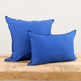 Maison De Vacances Home Pillows 26" X 26" Crumpled Washed Linen Vice Versa Cushion in Cobalt Cobalt/Indigo / 26" X 26"