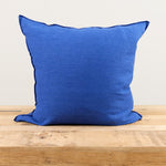 Maison De Vacances Home Pillows 26" X 26" Crumpled Washed Linen Vice Versa Cushion in Cobalt Cobalt/Indigo / 26" X 26"