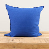 Maison De Vacances Home Pillows 26" X 26" Crumpled Washed Linen Vice Versa Cushion in Cobalt Cobalt/Indigo / 26" X 26"