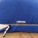 Maison De Vacances Home Pillows 26" X 26" Crumpled Washed Linen Vice Versa Cushion in Cobalt Cobalt/Indigo / 26" X 26"