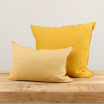 Maison De Vacances Home Pillows 26" X 26" Crumpled Washed Linen Vice Versa Cushion in Ocre Ocre/Givre / 26" X 26"