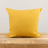 Maison De Vacances Home Pillows 26" X 26" Crumpled Washed Linen Vice Versa Cushion in Ocre Ocre/Givre / 26" X 26"