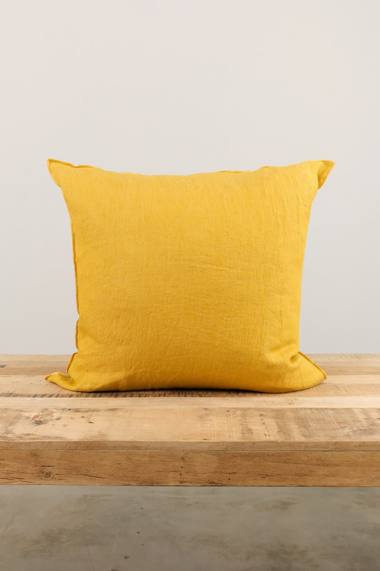 Maison De Vacances Home Pillows 26" X 26" Crumpled Washed Linen Vice Versa Cushion in Ocre Ocre/Givre / 26" X 26"
