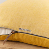 Maison De Vacances Home Pillows 26" X 26" Crumpled Washed Linen Vice Versa Cushion in Ocre Ocre/Givre / 26" X 26"