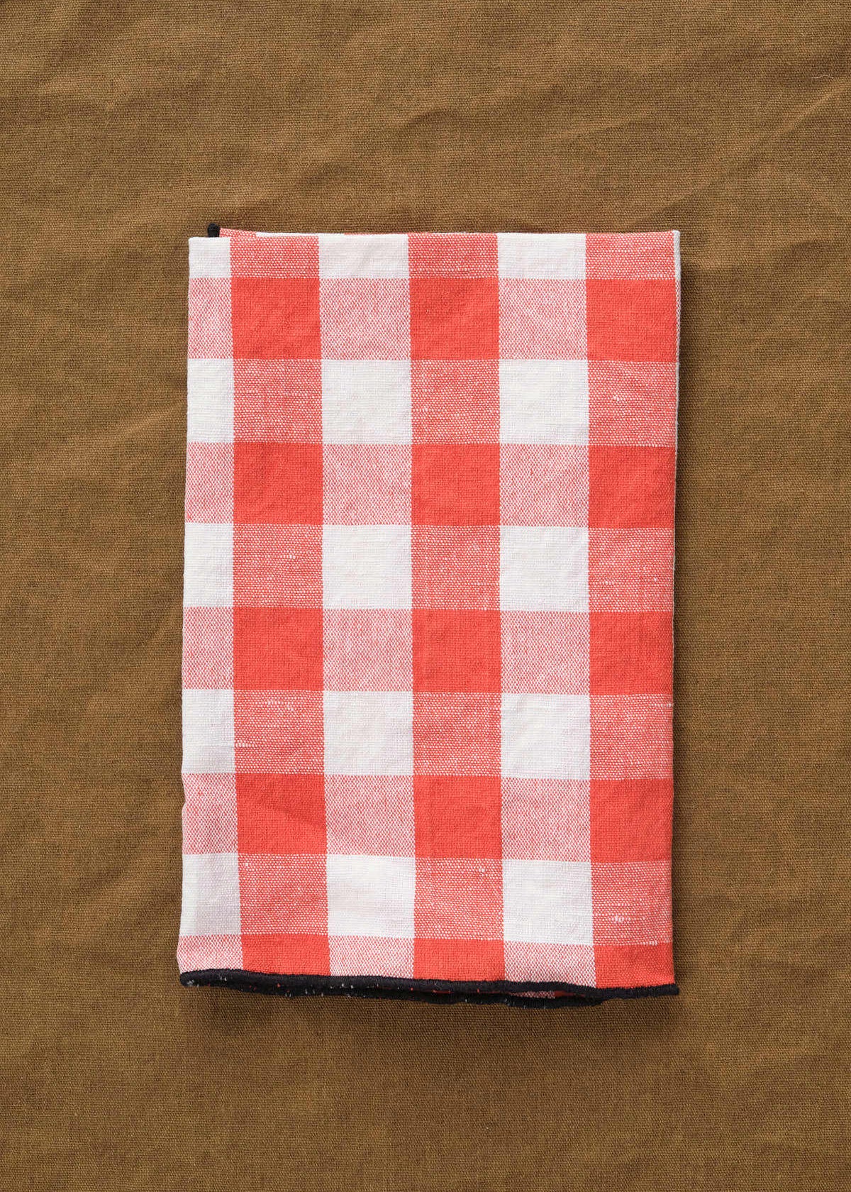 Maison De Vacances Home Kitchen Napkins Canvas Mimi Vichy Napkin Capucine/Noir / 18" x 18"