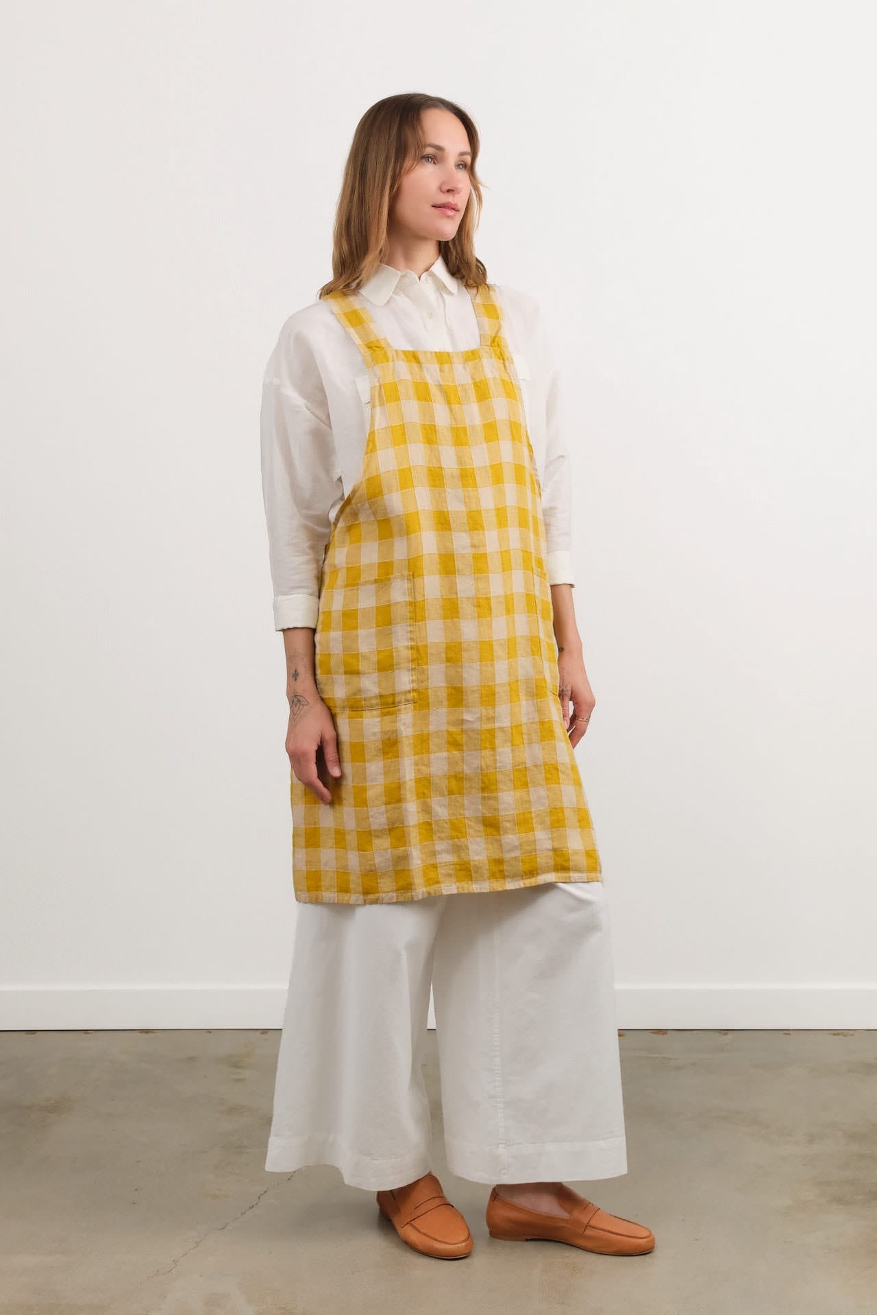 Maison De Vacances Home Kitchen Aprons Canvas Vintage Vichy Apron in Mangue Mangue / 35.5" X 31.5"