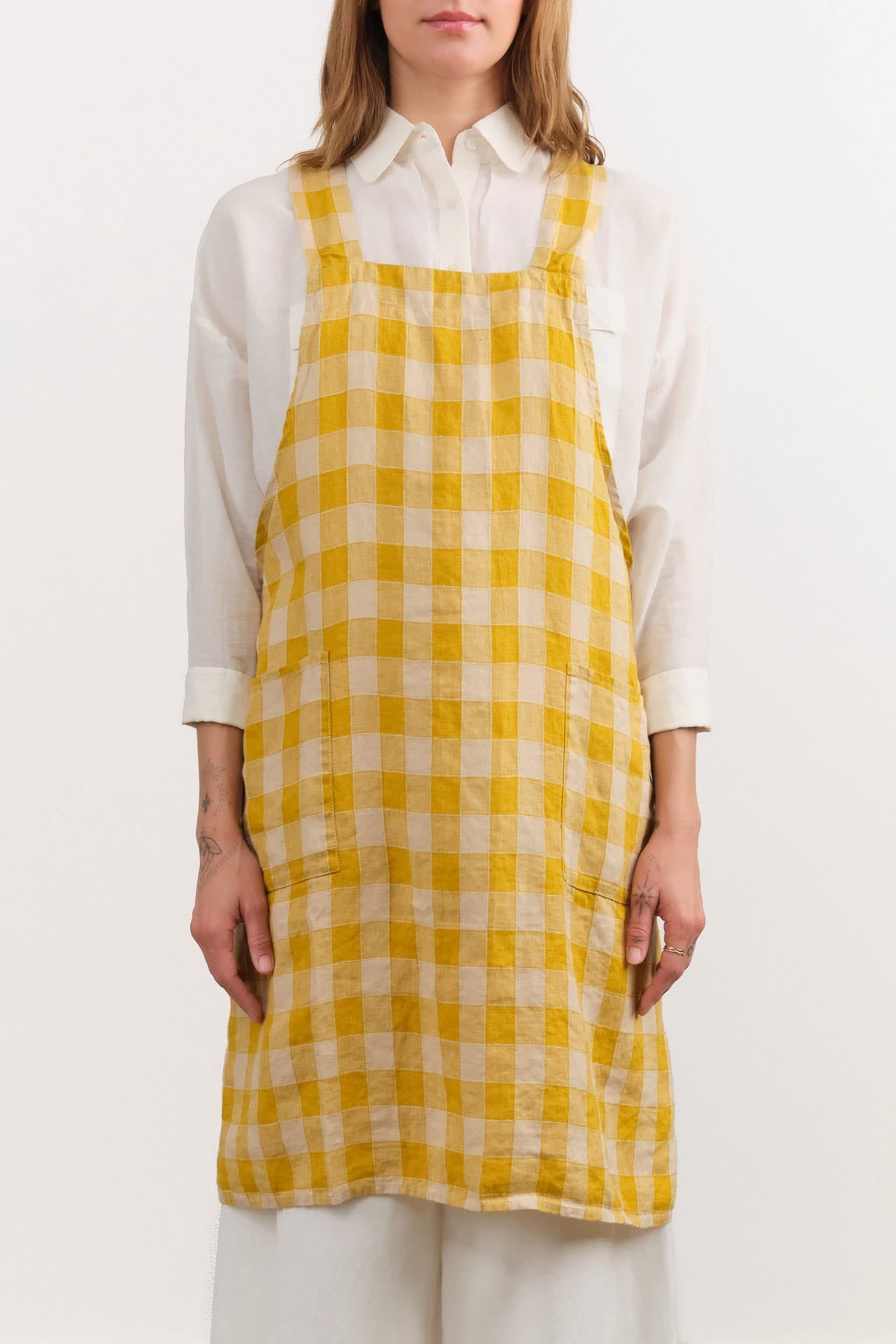 Maison De Vacances Home Kitchen Aprons Canvas Vintage Vichy Apron in Mangue Mangue / 35.5" X 31.5"