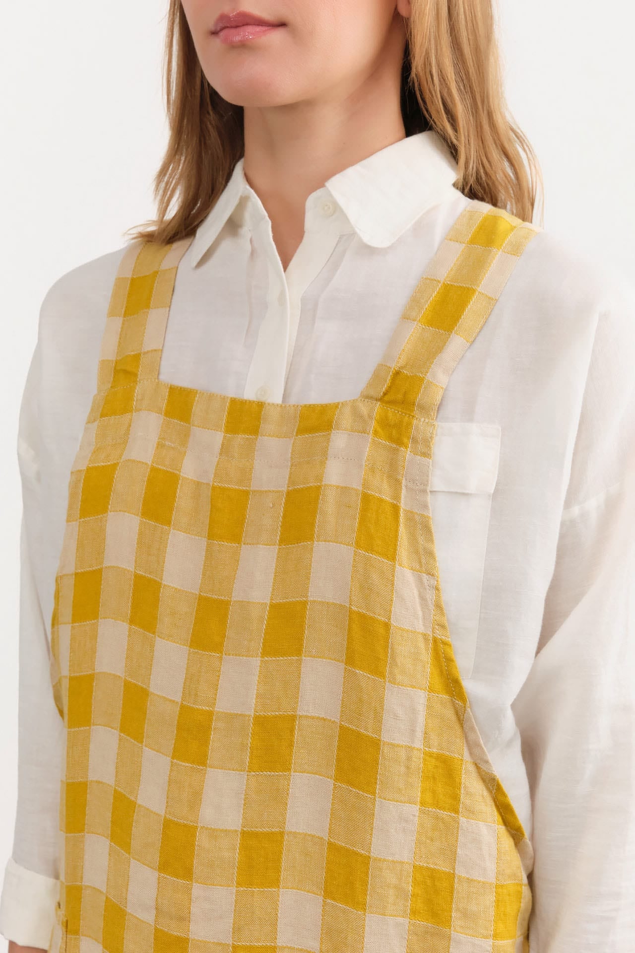Maison De Vacances Home Kitchen Aprons Canvas Vintage Vichy Apron in Mangue Mangue / 35.5" X 31.5"