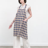 Maison De Vacances Home Kitchen Aprons Canvas Vintage Vichy Apron in Bleu de Delft Bleu de Delft / 35.5" X 31.5"