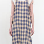 Maison De Vacances Home Kitchen Aprons Canvas Vintage Vichy Apron in Bleu de Delft Bleu de Delft / 35.5" X 31.5"