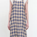 Maison De Vacances Home Kitchen Aprons Canvas Vintage Vichy Apron in Bleu de Delft Bleu de Delft / 35.5" X 31.5"