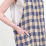 Maison De Vacances Home Kitchen Aprons Canvas Vintage Vichy Apron in Bleu de Delft Bleu de Delft / 35.5" X 31.5"