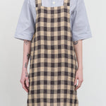 Maison De Vacances Home Kitchen Aprons Canvas Vintage Vichy Apron in Fusain Fusain / 35.5" X 31.5"