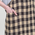 Maison De Vacances Home Kitchen Aprons Canvas Vintage Vichy Apron in Fusain Fusain / 35.5" X 31.5"