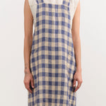 Maison De Vacances Home Kitchen Aprons Canvas Vintage Vichy Apron in Bleu de Delft Bleu de Delft / 35.5" X 31.5"
