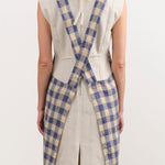Maison De Vacances Home Kitchen Aprons Canvas Vintage Vichy Apron in Bleu de Delft Bleu de Delft / 35.5" X 31.5"