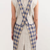 Maison De Vacances Home Kitchen Aprons Canvas Vintage Vichy Apron in Bleu de Delft Bleu de Delft / 35.5" X 31.5"
