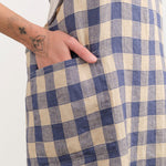 Maison De Vacances Home Kitchen Aprons Canvas Vintage Vichy Apron in Bleu de Delft Bleu de Delft / 35.5" X 31.5"