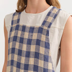 Maison De Vacances Home Kitchen Aprons Canvas Vintage Vichy Apron in Bleu de Delft Bleu de Delft / 35.5" X 31.5"