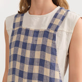 Maison De Vacances Home Kitchen Aprons Canvas Vintage Vichy Apron in Bleu de Delft Bleu de Delft / 35.5" X 31.5"