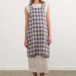 Maison De Vacances Home Kitchen Aprons Canvas Vintage Vichy Apron in Bleu de Delft Bleu de Delft / 35.5" X 31.5"