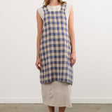 Maison De Vacances Home Kitchen Aprons Canvas Vintage Vichy Apron in Bleu de Delft Bleu de Delft / 35.5" X 31.5"