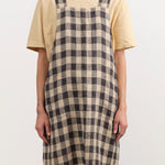 Maison De Vacances Home Kitchen Aprons Canvas Vintage Vichy Apron in Fusain Fusain / 35.5" X 31.5"