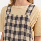 Maison De Vacances Home Kitchen Aprons Canvas Vintage Vichy Apron in Fusain Fusain / 35.5" X 31.5"
