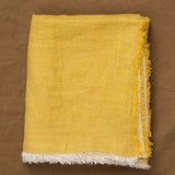 Maison De Vacances Home Throws Crumpled Washed Linen Vice Versa Fringed Throw in Ocre Ocre/Givre / 55" x 98.5"