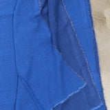 Crumpled Washed Linen Vice Versa Fringed Throw in Cobalt