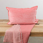 Maison De Vacances Home Throws Crumpled Washed Linen Vice Versa Fringed Throw in Pivoine Pivoine/Givre / 98.5" L X 55" W
