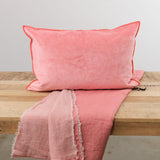 Maison De Vacances Home Throws Crumpled Washed Linen Vice Versa Fringed Throw in Pivoine Pivoine/Givre / 98.5" L X 55" W