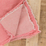 Maison De Vacances Home Throws Crumpled Washed Linen Vice Versa Fringed Throw in Pivoine Pivoine/Givre / 98.5" L X 55" W