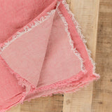 Maison De Vacances Home Throws Crumpled Washed Linen Vice Versa Fringed Throw in Pivoine Pivoine/Givre / 98.5" L X 55" W