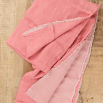 Maison De Vacances Home Throws Crumpled Washed Linen Vice Versa Fringed Throw in Pivoine Pivoine/Givre / 98.5" L X 55" W