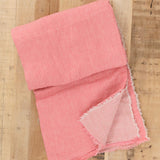 Maison De Vacances Home Throws Crumpled Washed Linen Vice Versa Fringed Throw in Pivoine Pivoine/Givre / 98.5" L X 55" W