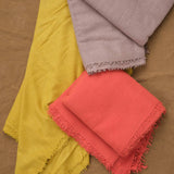 Grouped Cashmere Fringed Throw in Curry