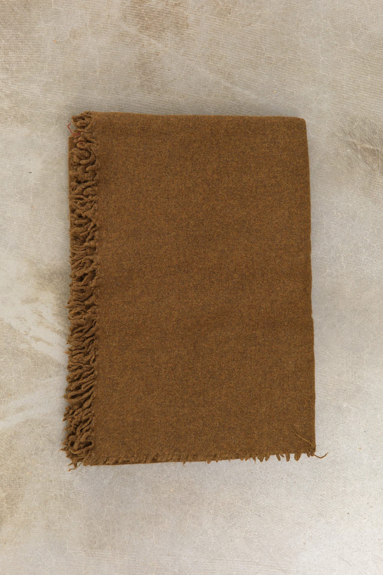 Maison De Vacances Home Throws Washed Virgin Wool Vice Versa Fringed Throw in Bronze Bronze / 98" L X 65" W